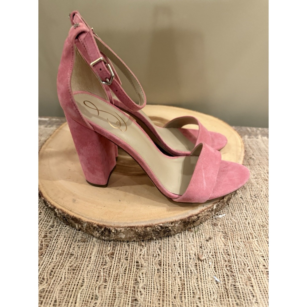 Sam Edelman Womens Yaro Ankle Strap Pink Rose Suede Block Heel‎ Sandal Sz-9 - Picture 4 of 11